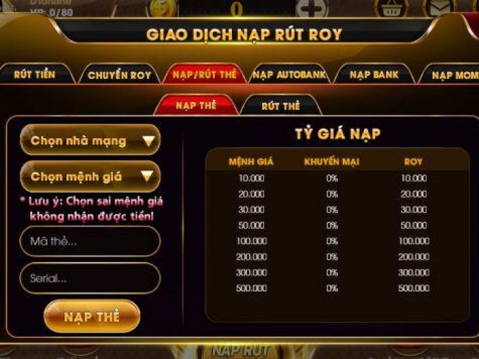 Cơ chế nạp rút & ưu đãi tại cổng game